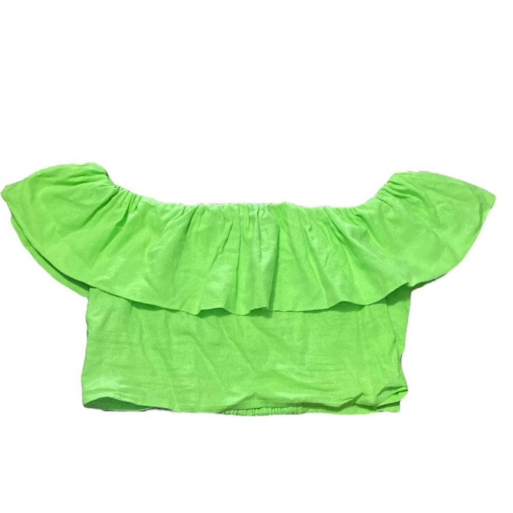 Women Slim Fit Ruffle Sleeve Off The Shoulder Linen Blouse